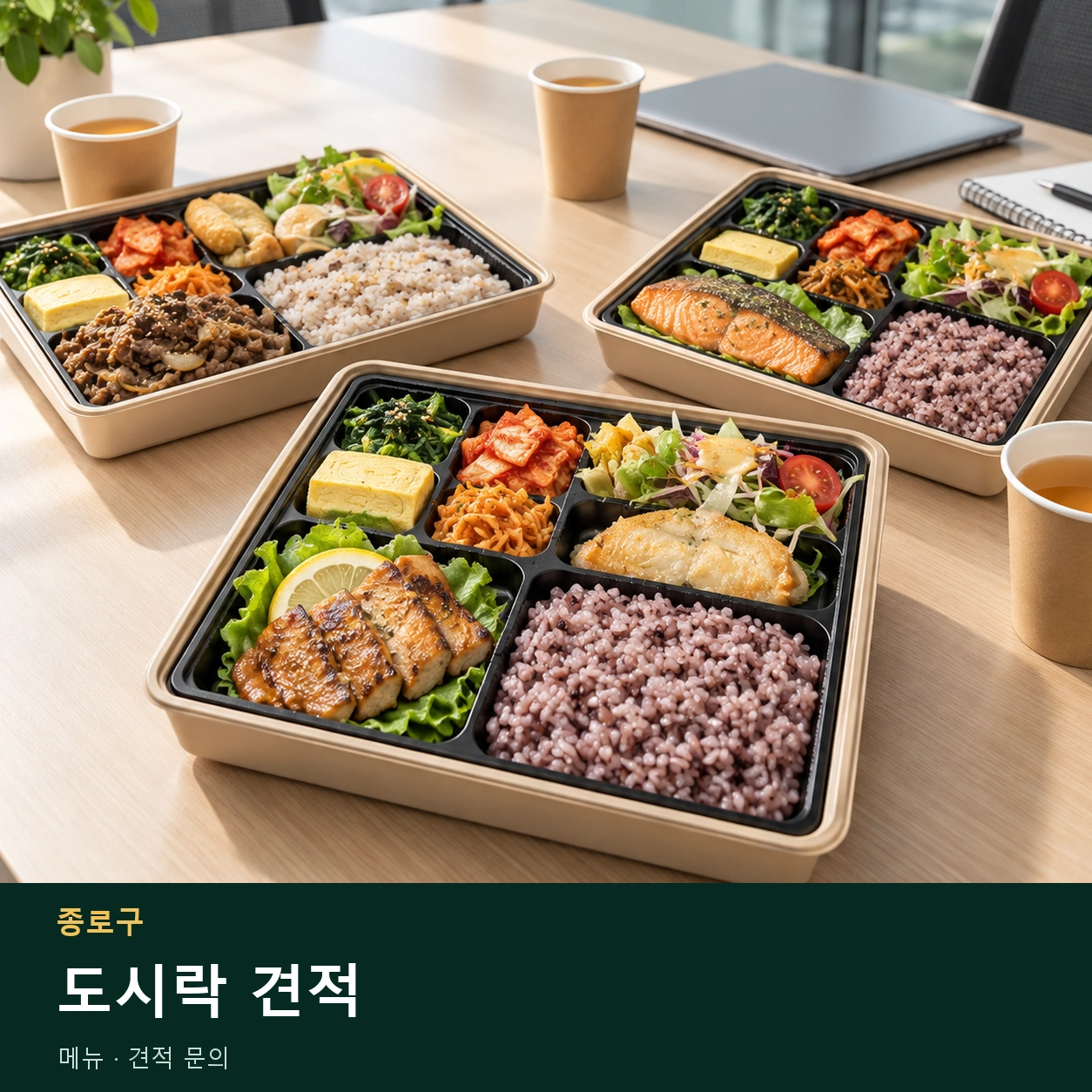 종로구 도시락 견적 메뉴와 주문 목적 안내 이미지