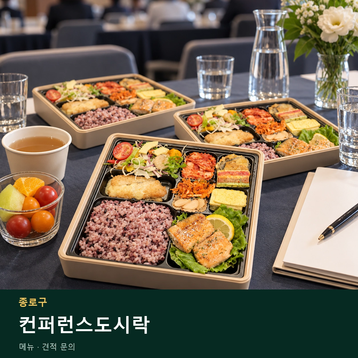 종로구 컨퍼런스도시락 메뉴와 주문 목적 안내 이미지
