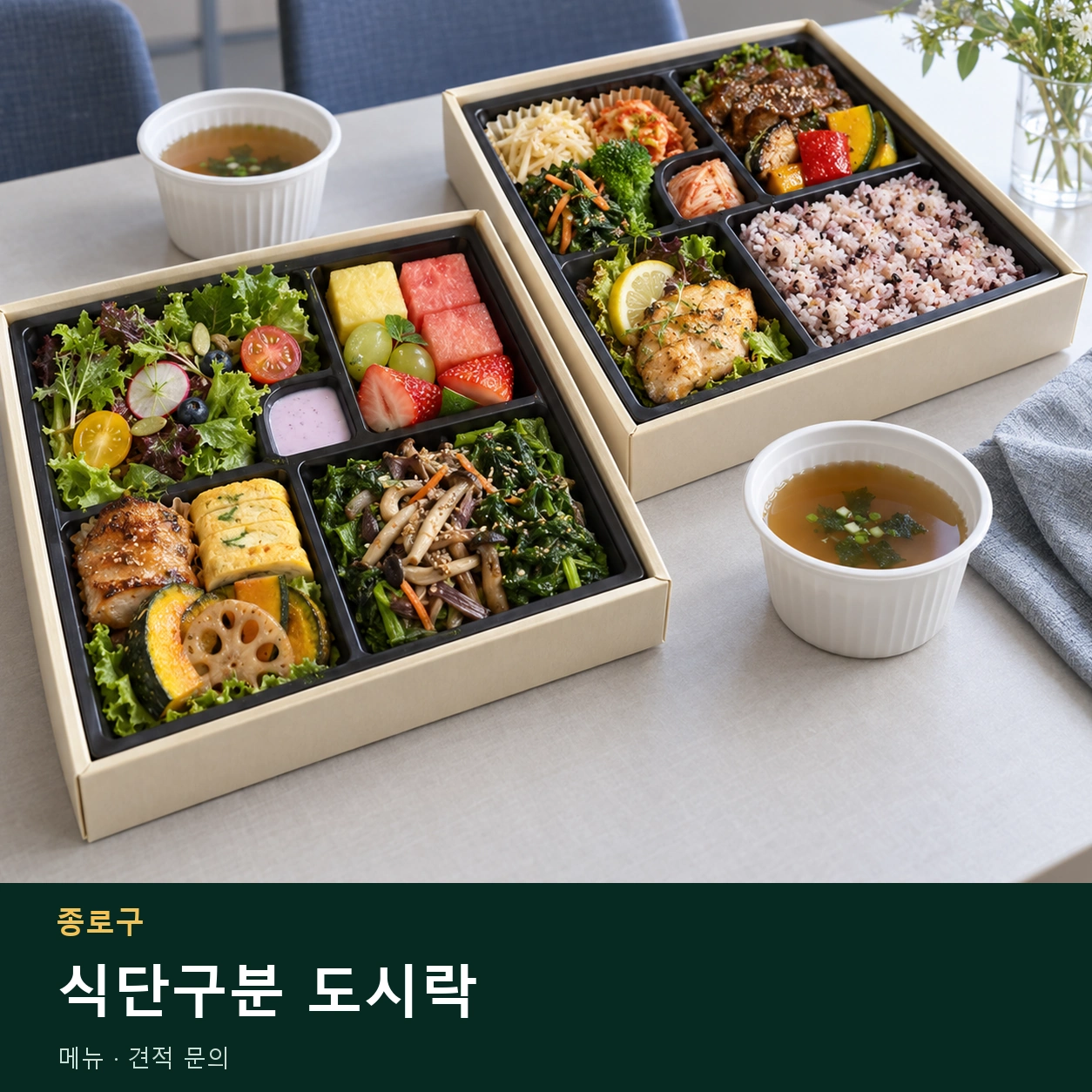 종로구 식단구분 도시락 메뉴와 주문 목적 안내 이미지