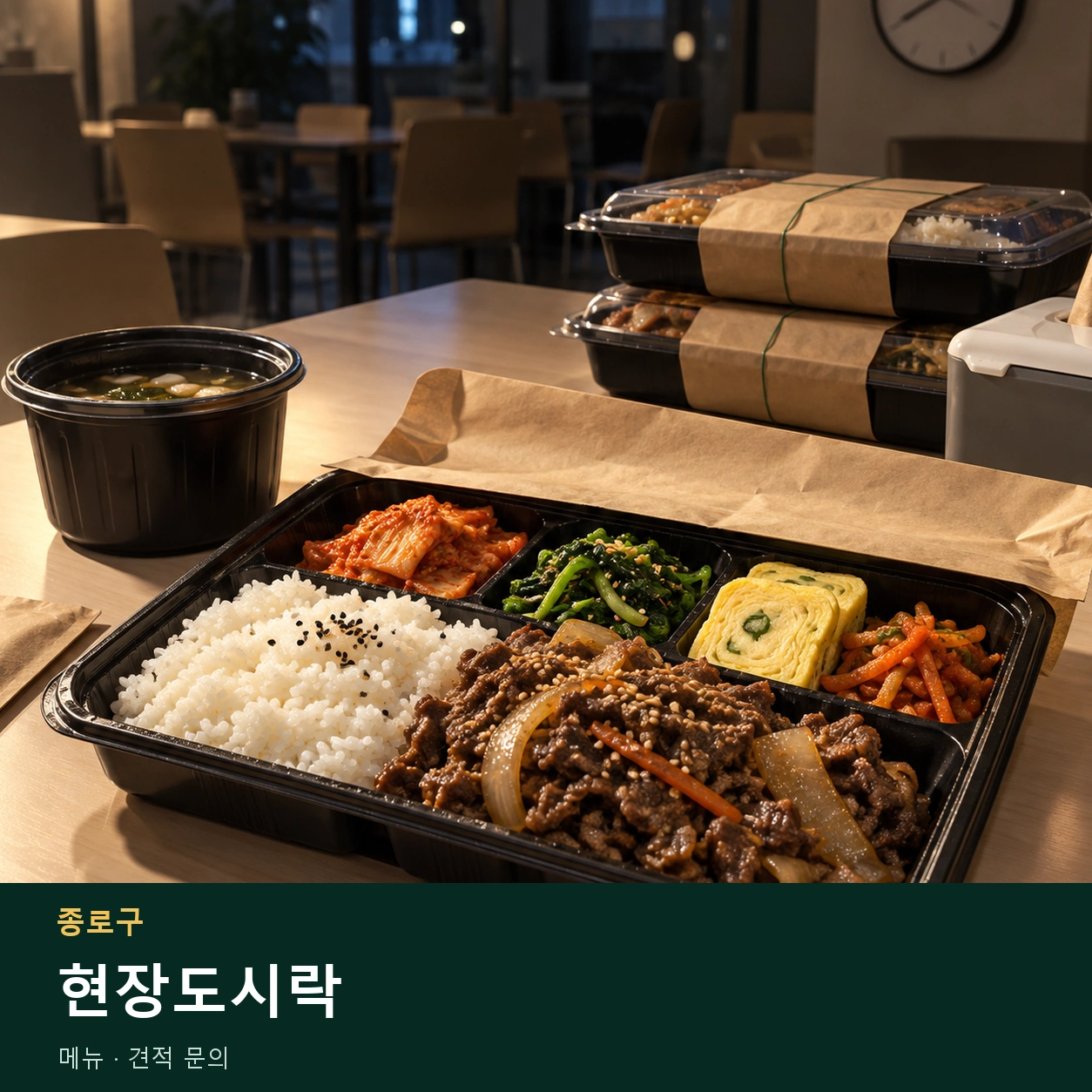 종로구 현장도시락 메뉴와 주문 목적 안내 이미지