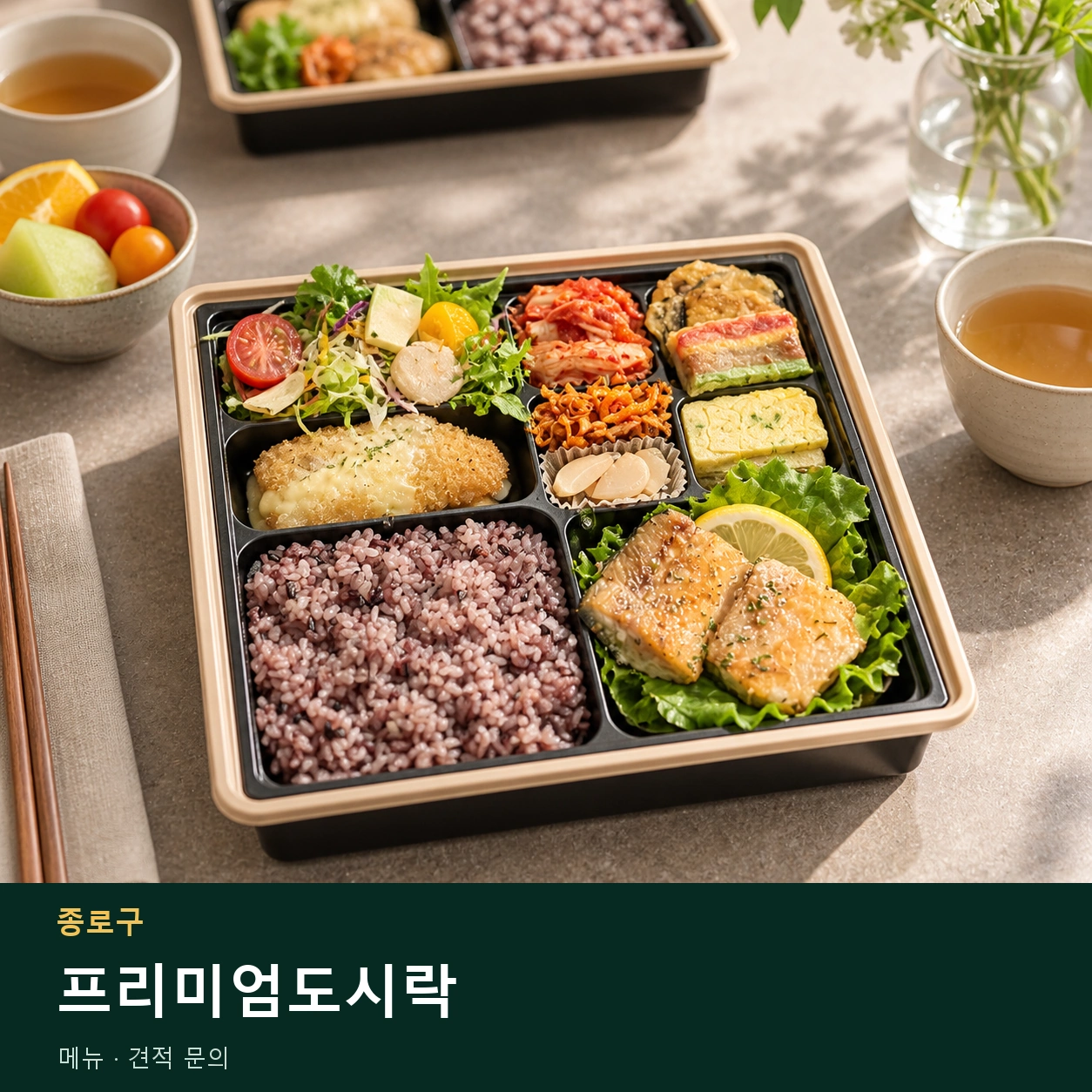 종로구 프리미엄도시락 메뉴와 주문 목적 안내 이미지