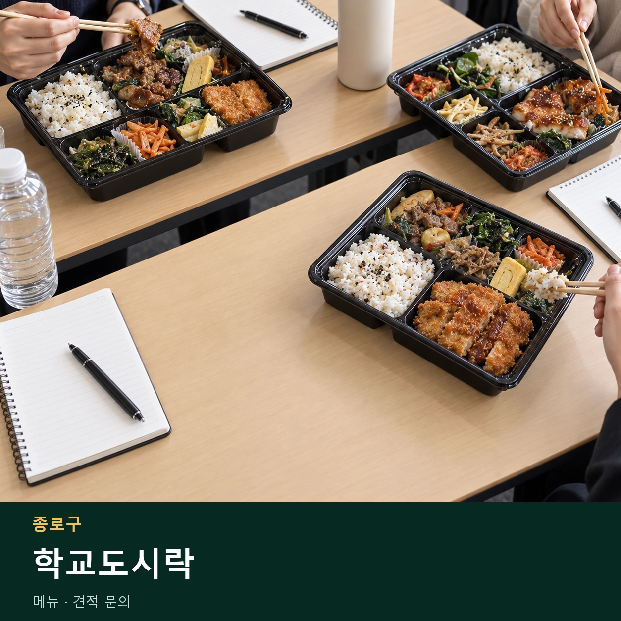 종로구 학교도시락 메뉴와 주문 목적 안내 이미지