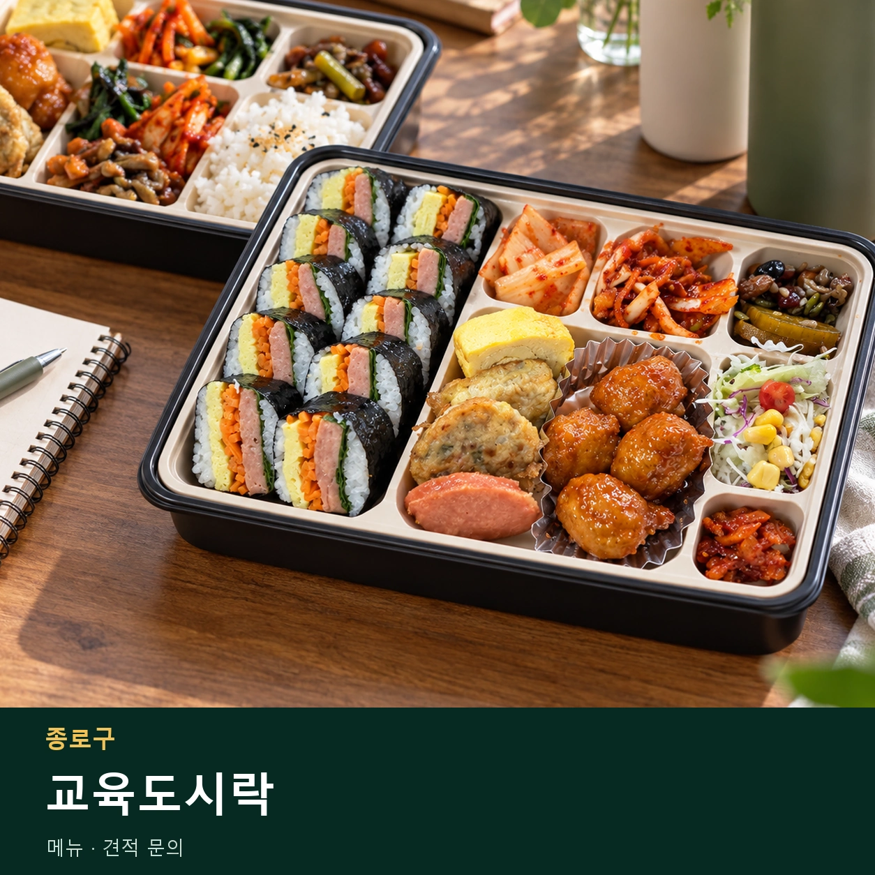 종로구 교육도시락 메뉴와 주문 목적 안내 이미지